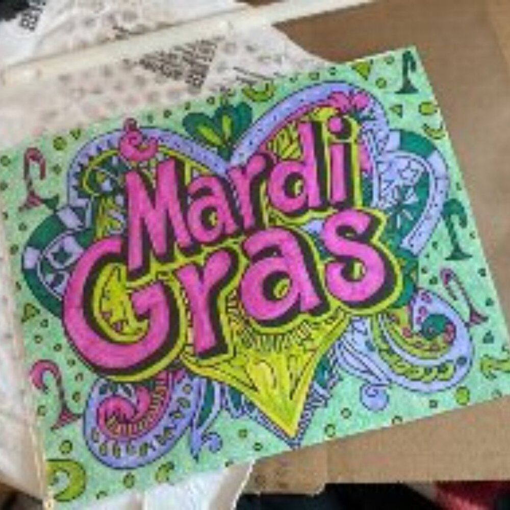 Markering  Mardi Gras Picture Landscape 9 1/4 x 7 1/2 Handmade